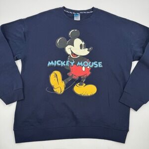 Disney Mickey Mouse Classic Graphic Sweatshirt Navy XL Colored Pencil Sketch